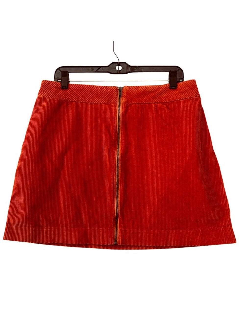 Retro Burnt Orange Corduroy Mini Skirt Size L American Apparel Full Zip Front